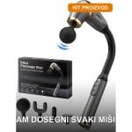Pištolj za masažu sa produženom ručkom — prikaz celog uređaja na beloj pozadini