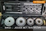 Podesive bučice 50kg sa šipkom za bendz — kompletan set za kućni trening