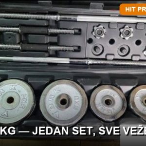 Podesive bučice 50kg sa šipkom za bendz — kompletan set za kućni trening