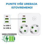 produžni kabl sa USB punjačem — u upotrebi