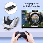 Dual charging dock za PS5 kontrolere postavljen pored PlayStation 5 konzole