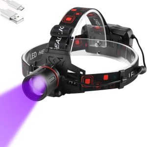 punjiva naglavna lampa sa UV svetlom — prednja strana