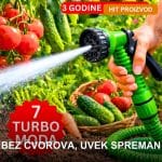 Rastegljivo baštensko crevo 7U1 FLEX Turbo 22,5m sa pištoljem na 7 modova — kompletan set