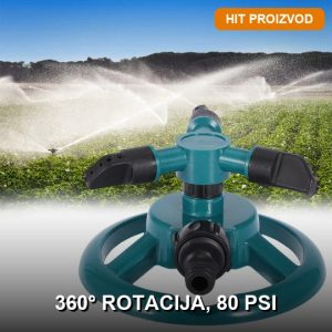 Automatska rotaciona prskalica za baštu sa 360° rotacijom u radu na travnjaku
