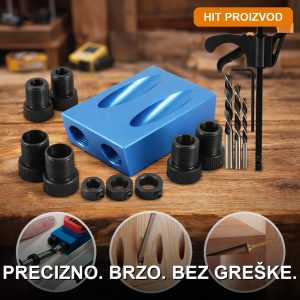 Šablon za bušenje rupa pod uglom sa tri burgije 6 8 i 10 mm — aluminijumska legura