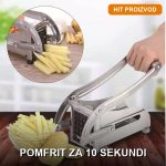 Sečko za pomfrit sa dva sečiva od nerđajućeg čelika na kuhinjskoj površini