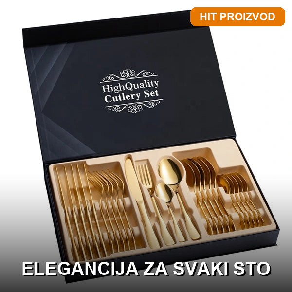 Premium set pribora za jelo 24 dela — nerđajući čelik Premium set pribora za jelo 24 dela za 6 osoba od nerđajućeg čelika — srebrna boja