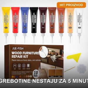Set za reparaciju drvenog nameštaja — 10 tubica boje, paleta, četkica i alatka za razmazivanje