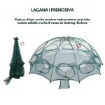Sklopiva ribarska mreža sa merom za veličinu i dimenzije prikaz