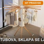 Sklopivi stalak za sušenje odeće sa 16 drvenih stubova i aluminijumskim okvirom