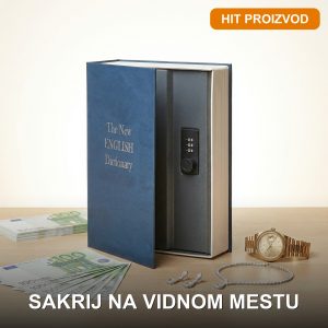 SecretBook skriveni sef u obliku knjige postavljen na polici između pravih knjiga
