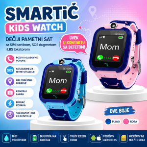 Smartić Kids Watch – Dečiji Pametni Sat sa SIM Karticom, SOS Dugmetom i LBS Lokatorom