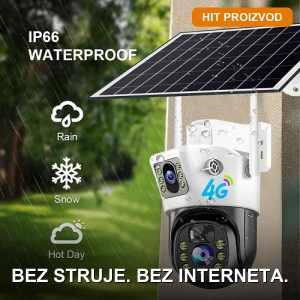 Solarna 4G WiFi kamera TP14 sa dva sočiva za spoljnu upotrebu — bela