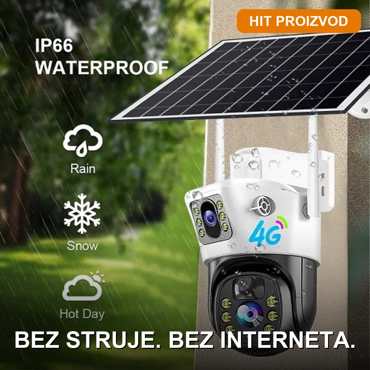Solarna 4G WiFi kamera TP14 — dva sočiva Solarna 4G WiFi kamera TP14 sa dva sočiva za spoljnu upotrebu — bela