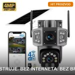 Solarna kamera za spoljnu upotrebu V380 WS-Q70 sa dva sočiva i solarnim panelom – crna