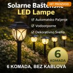 Solarne baštenske LED lampe – set od 6 komada zabodenih uz baštensku stazu u sumrak