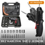Turbofix Pro aku električni odvijač set sa 44 nastavka i kutijom za nošenje