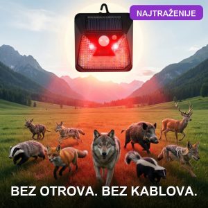Uređaj za rasterivanje životinja svetlosnim signalom postavljen na ogradi dvorišta