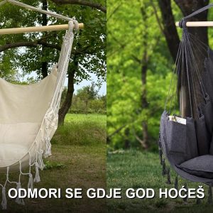 Viseća ljuljaška za dvorište i terasu u crnoj boji okačena na otvorenom prostoru