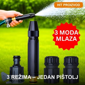 Vodeni pištolj za baštu 4u1 sa 3 režima mlaza i metalnom konstrukcijom