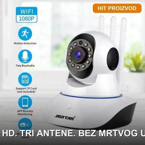 WiFi kamera sa rotirajućom glavom i tri antene – Full HD 1080p nadzor za dom