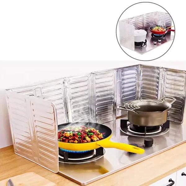 Sklopiva zaštita – staje u svaku fioku Sklopivi dizajn aluminijumske zaštite od prskanja ulja – kompaktna za odlaganje u fioku