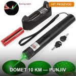 Zeleni laser za decu sa punjivom baterijom i podesivim fokusom — aluminijumsko kućište, domet 10 km
