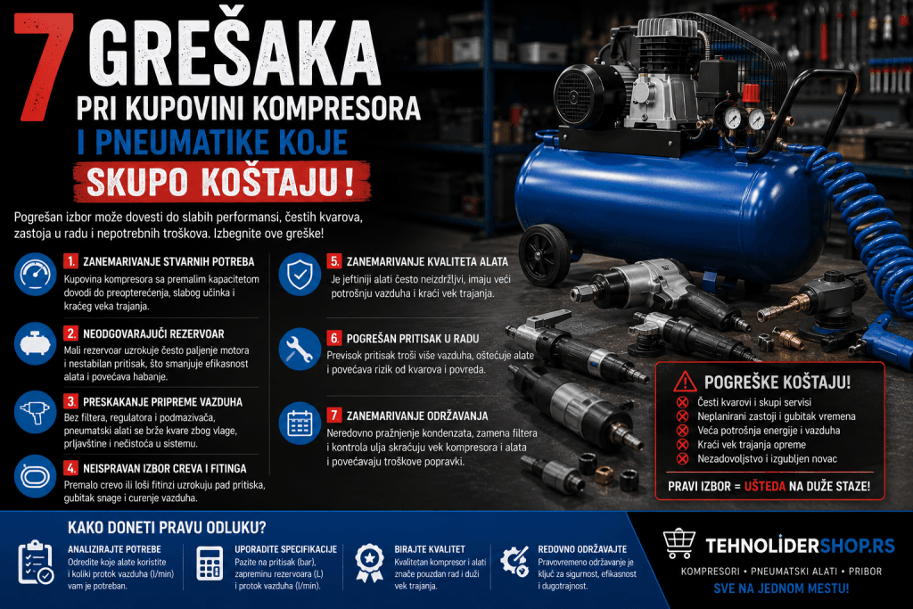 7 grešaka pri kupovini kompresora i pneumatike koje skupo koštaju