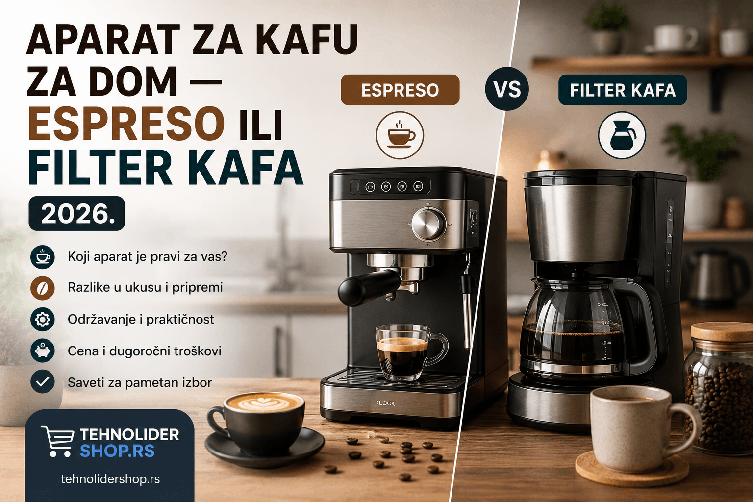 Aparat za kafu za dom — espreso ili filter kafa 2026.