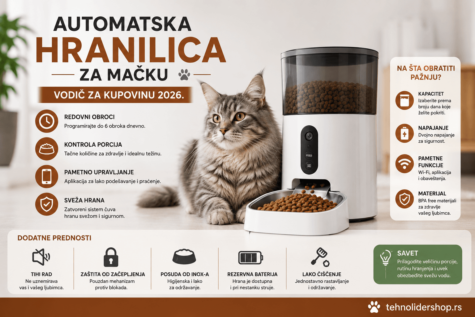 Automatska hranilica za mačku — vodič za kupovinu 2026