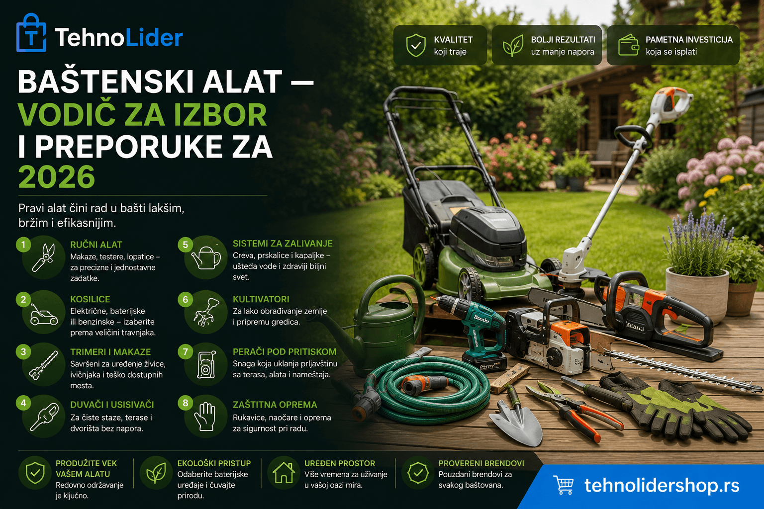 Baštenski alat — vodič za izbor i preporuke za 2026 | TehnoLider