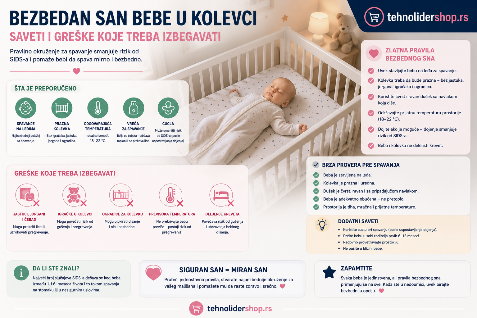 Bezbedan san bebe u kolevci – saveti i greške koje treba izbegavati