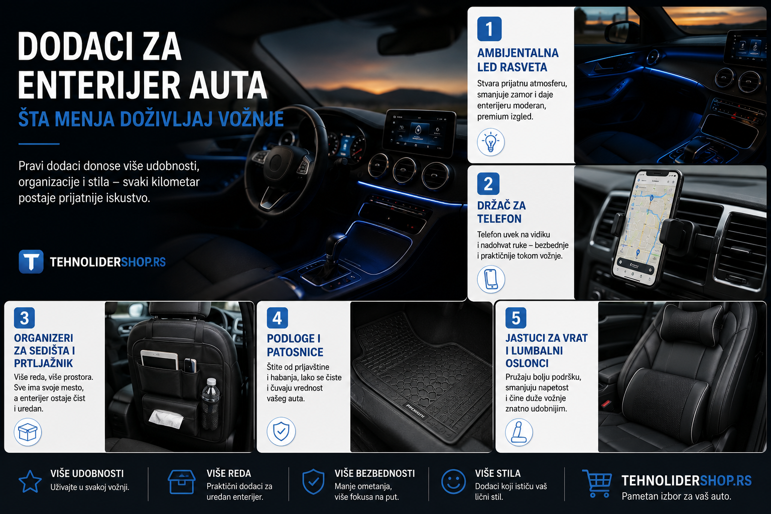 Dodaci za enterijer auta — šta menja doživljaj vožnje
