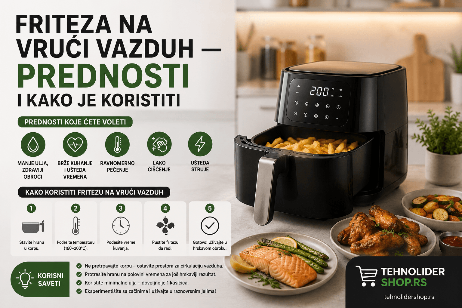Friteza na vrući vazduh — prednosti i kako je koristiti