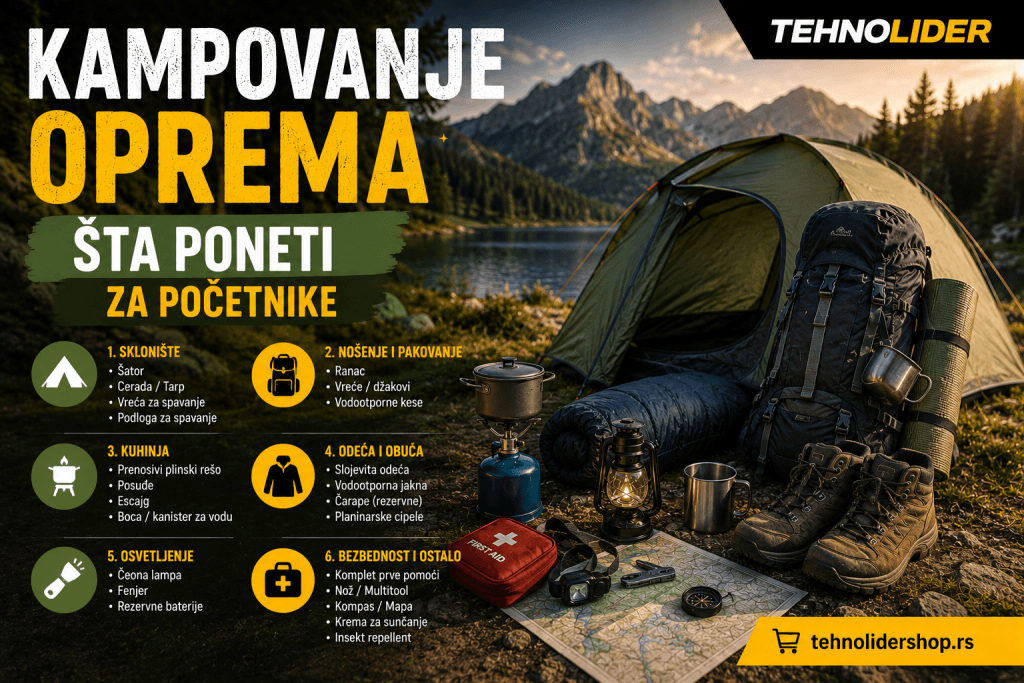 Kampovanje oprema — šta poneti za početnike | TehnoLider