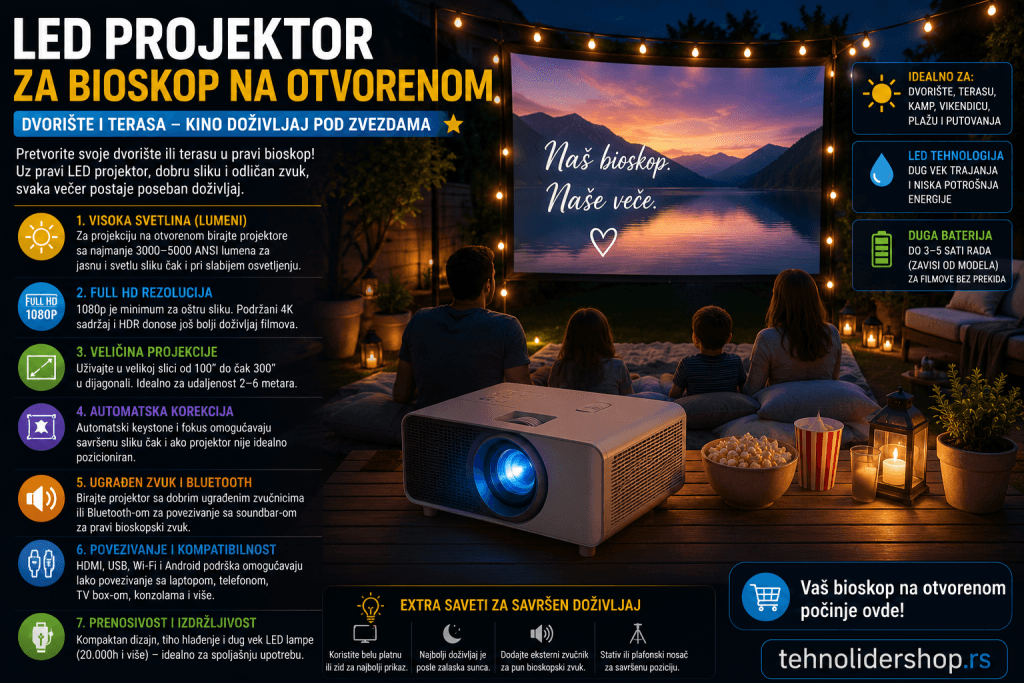 LED projektor za bioskop na otvorenom — dvorište i terasa