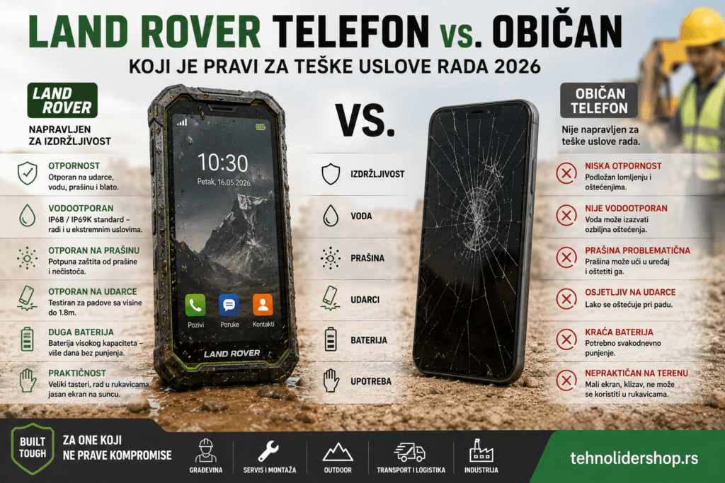 Land rover telefon vs. običan — koji je pravi za teške uslove rada 2026