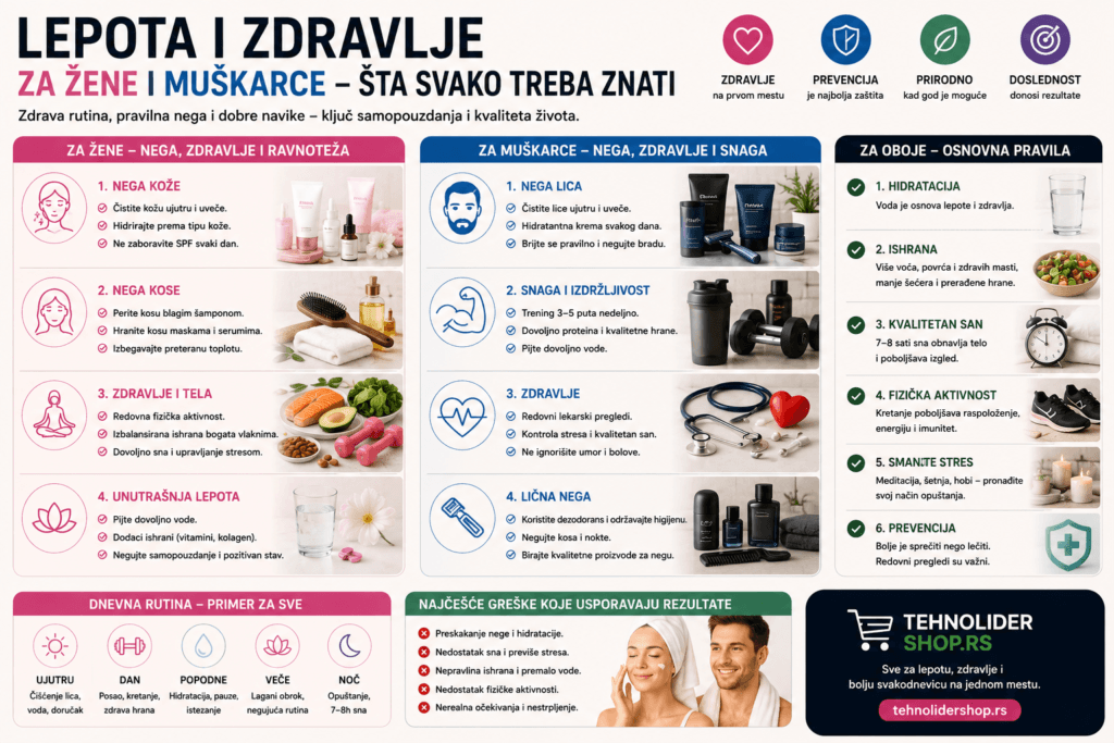 Lepota i zdravlje za žene i muškarce — šta svako treba znati