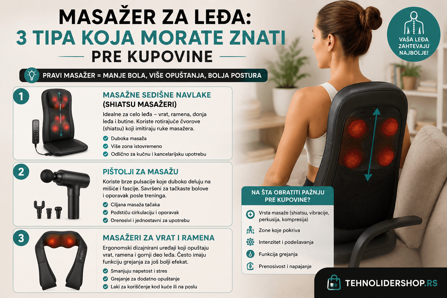Masažer za leđa: 3 tipa koja morate znati pre kupovine