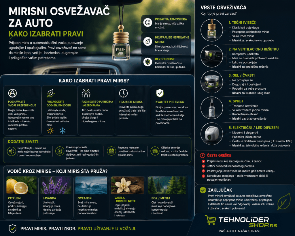 Mirisni osvežavač za auto — kako izabrati pravi