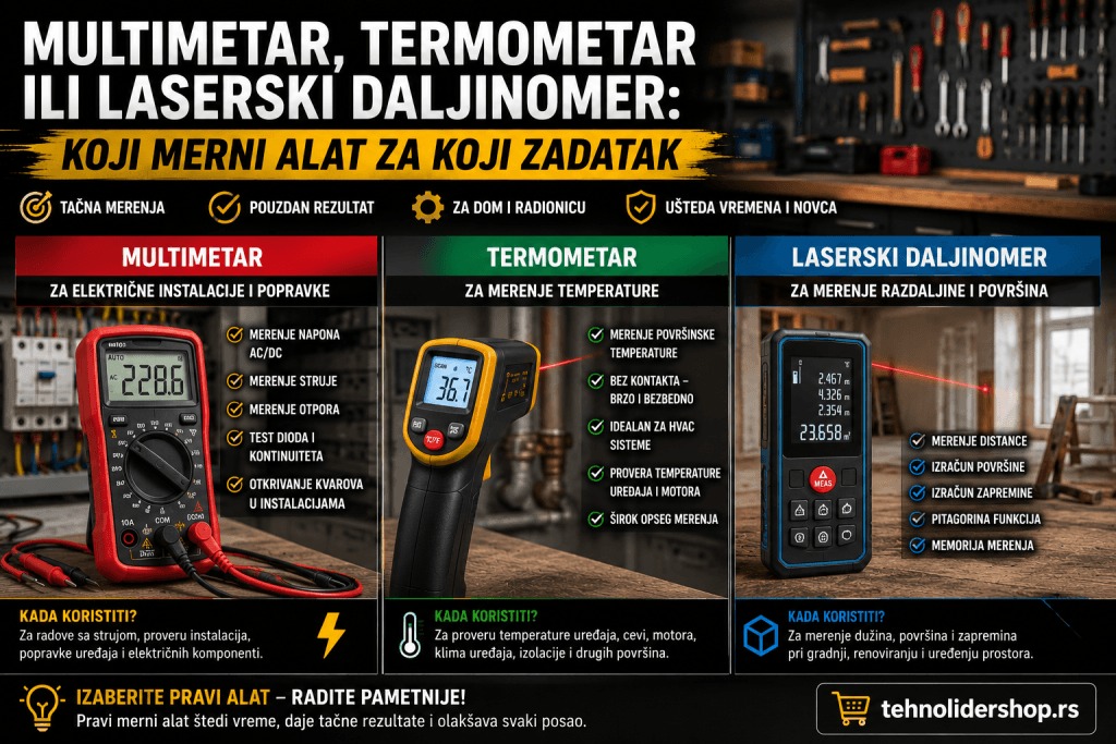 Multimetar, termometar ili laserski daljinomer: koji merni alat za koji zadatak