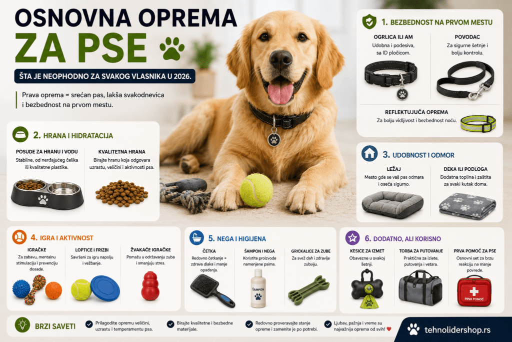 Osnovna oprema za pse — šta je neophodno za svakog vlasnika u 2026