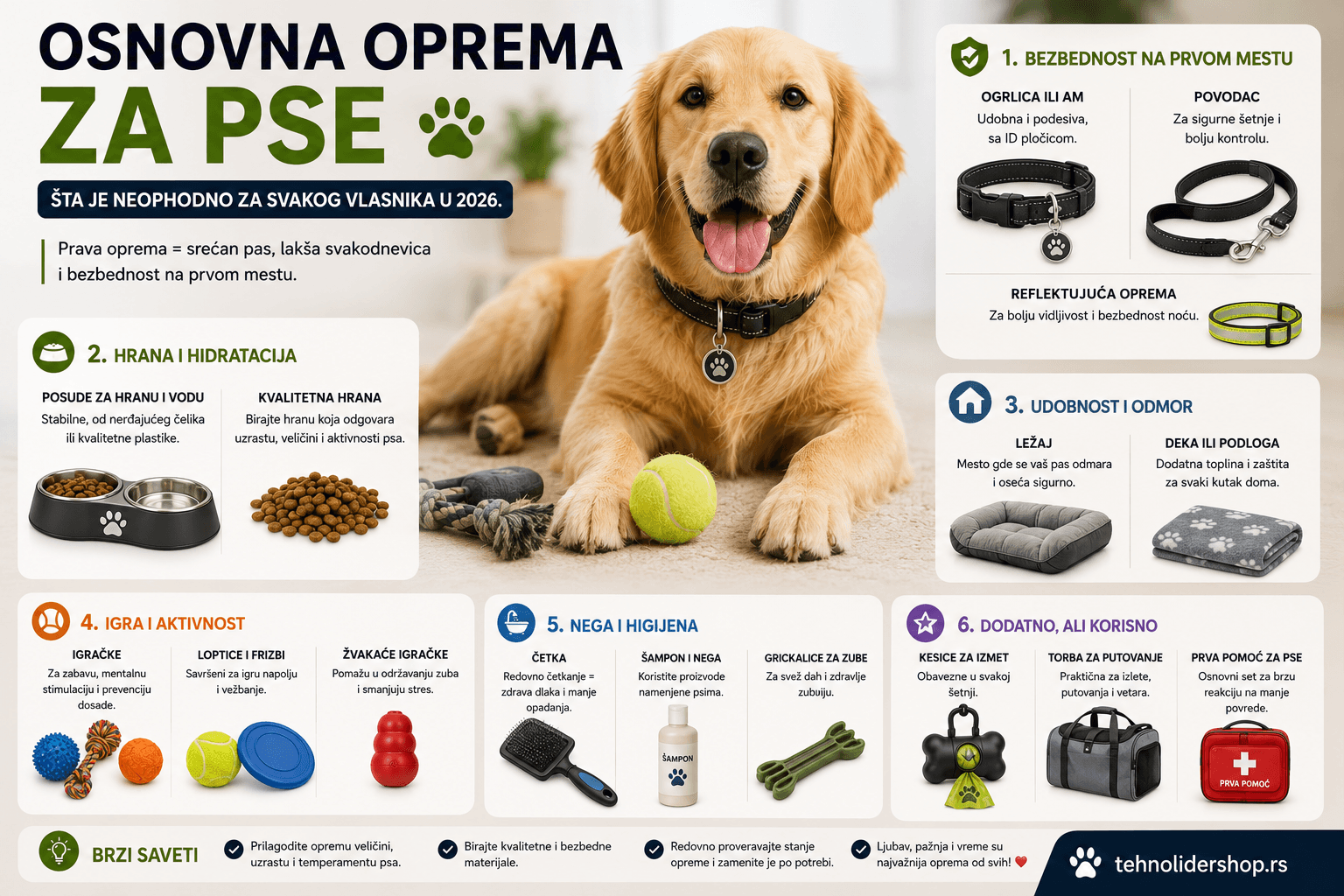 Osnovna oprema za pse — šta je neophodno za svakog vlasnika u 2026
