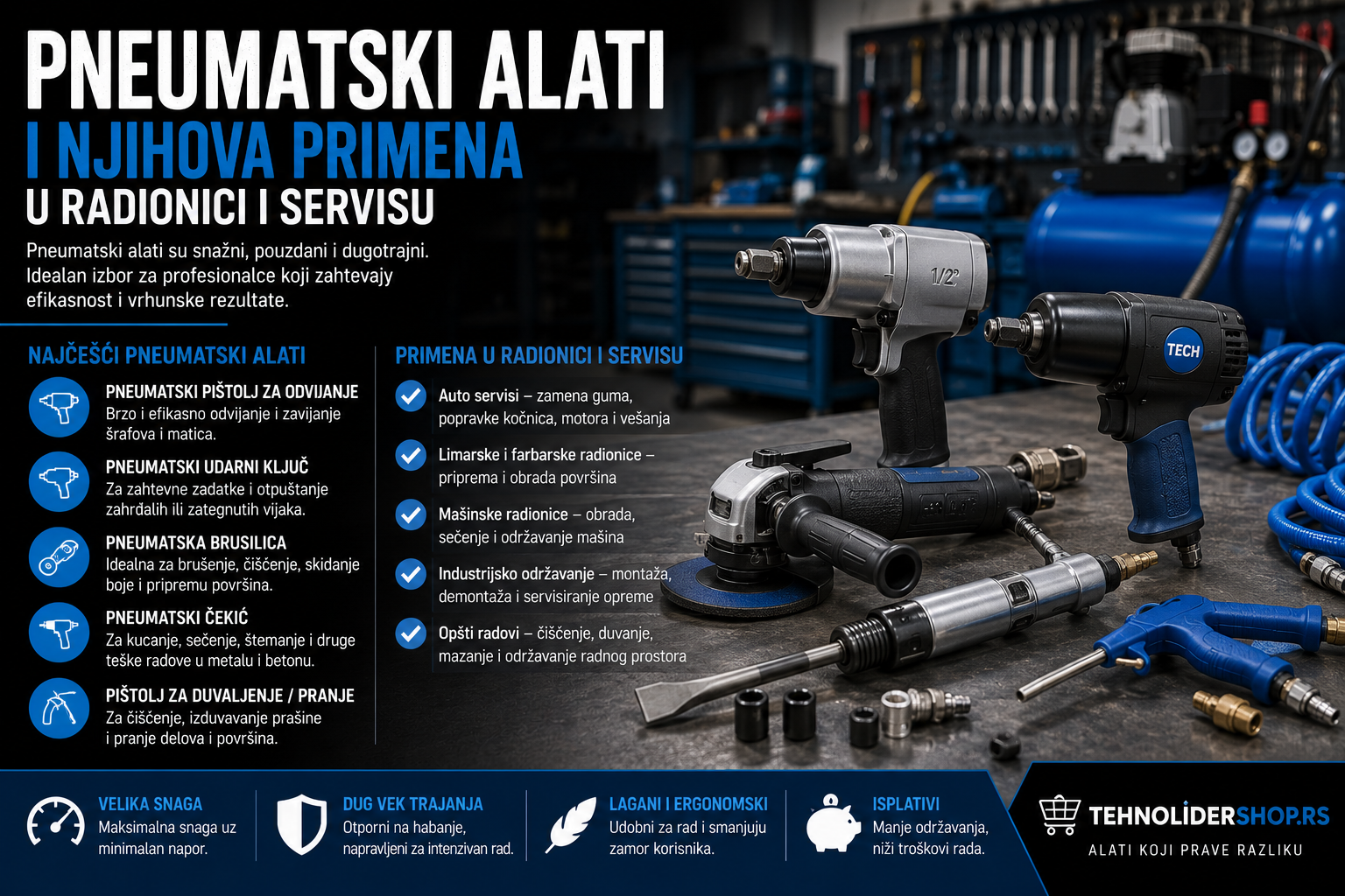 Pneumatski alati i njihova primena u radionici i servisu