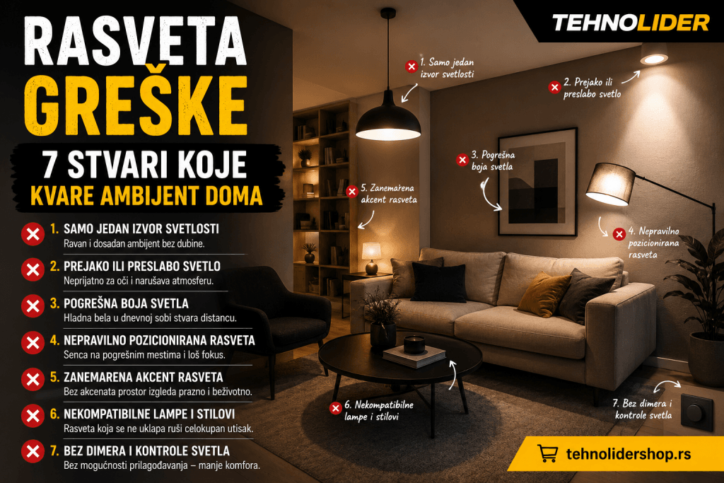 Rasveta greške — 7 stvari koje kvarе ambijent doma