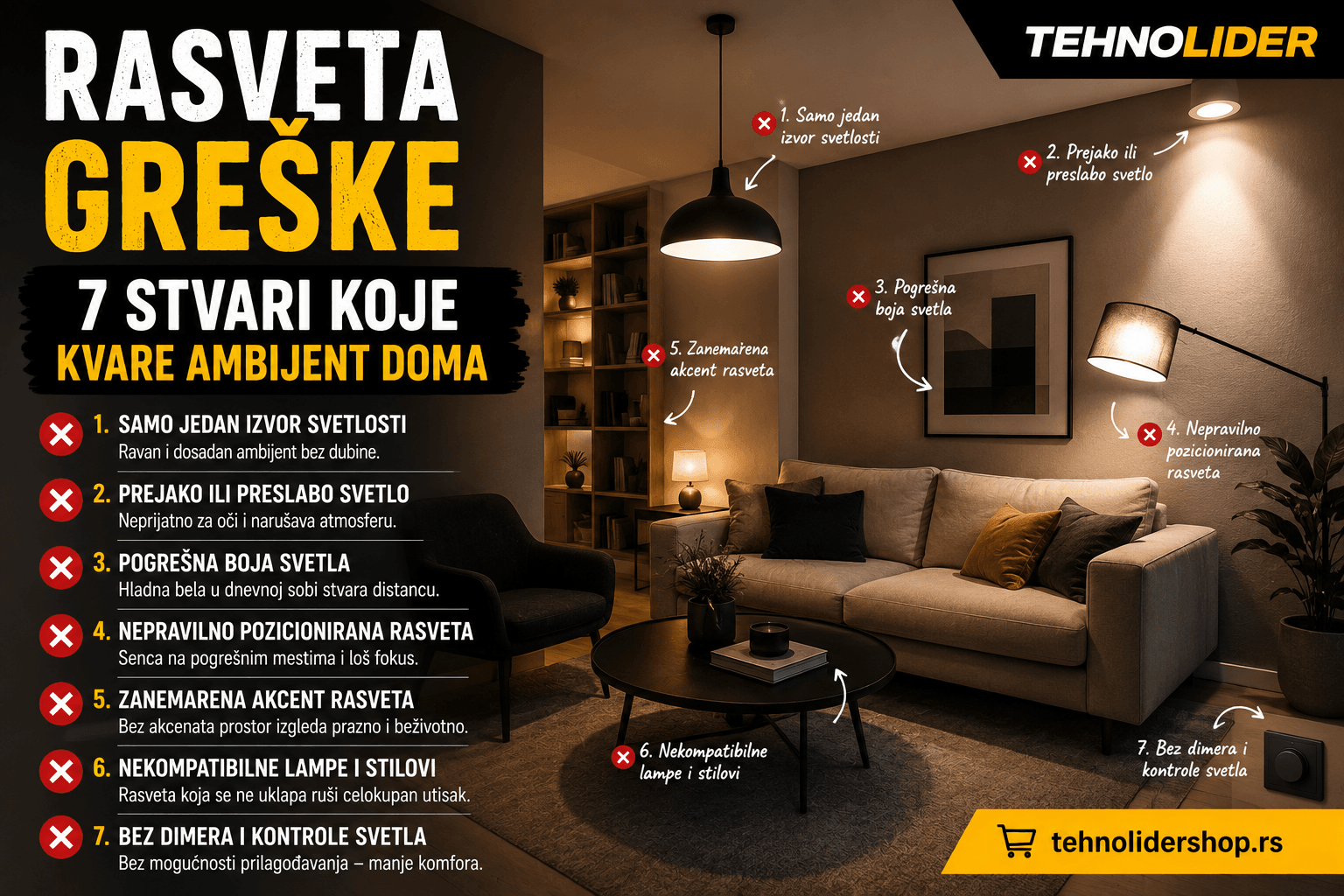 Rasveta greške — 7 stvari koje kvarе ambijent doma