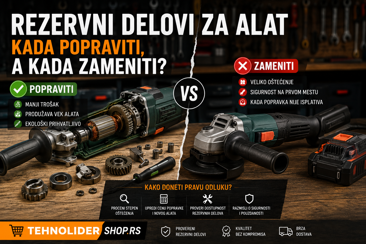 Rezervni delovi za alat — kada popraviti, a kada zameniti