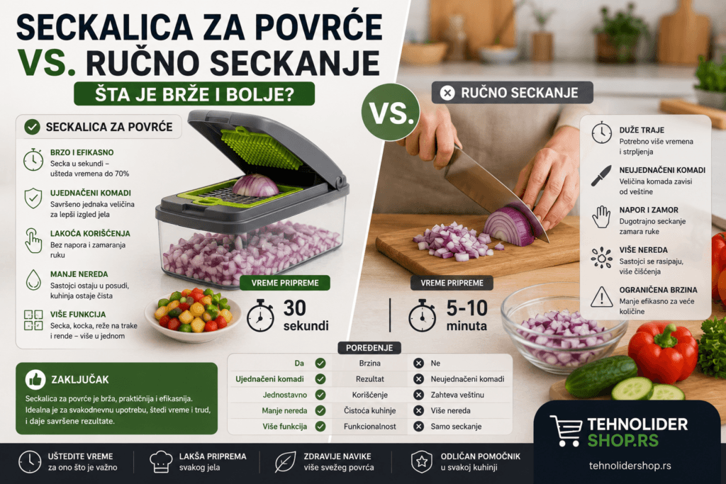 Seckalica za povrće vs. ručno seckanje — šta je brže i bolje