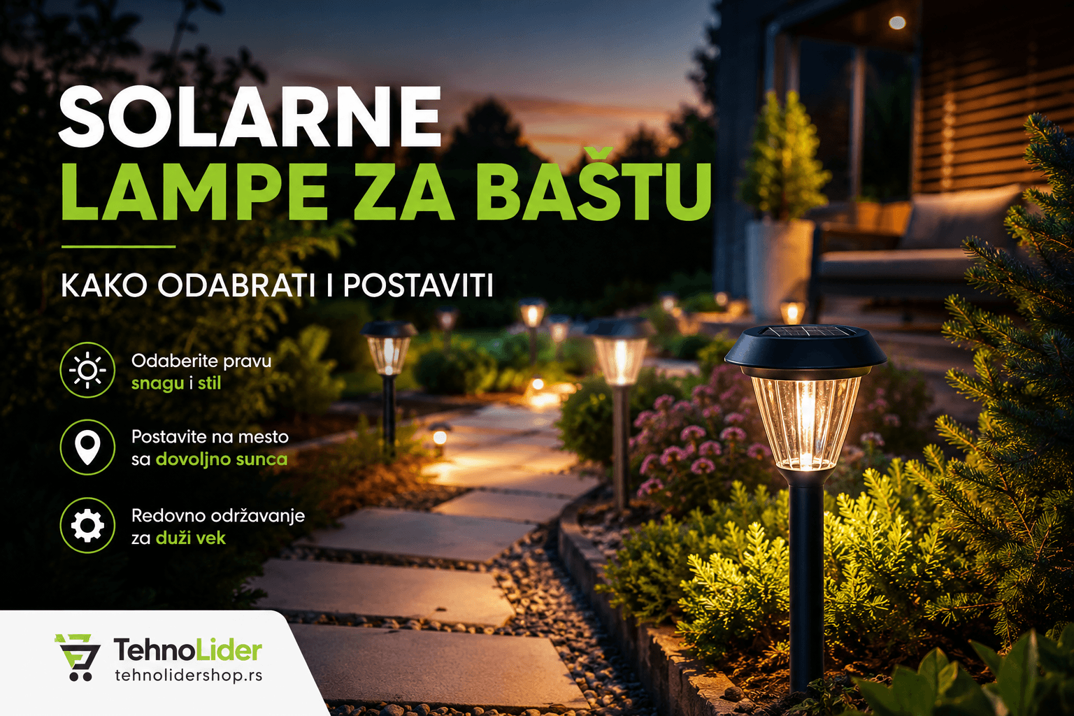 Solarne lampe za baštu — kako odabrati i postaviti | TehnoLider