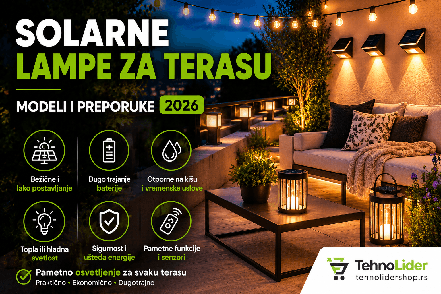 | Najbolja cena | TehnoliderShop Solarne lampe za terasu — modeli i preporuke 2026 | TehnoLider
